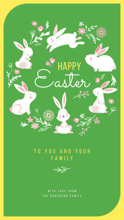 Cute Easter bunnies on Green Instagram Story Šablona návrhu