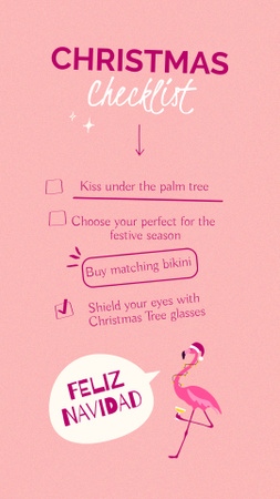 Designvorlage weihnachten checkliste mit lustigem flamingo für Instagram Story