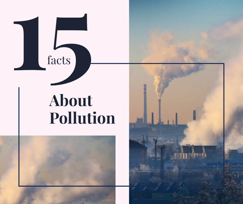 Smoke pollution from industrial chimney Facebook Design Template