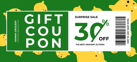 Szablon projektu Promocja sklepu spożywczego z cytrynami na zielono Coupon 3.75x8.25in