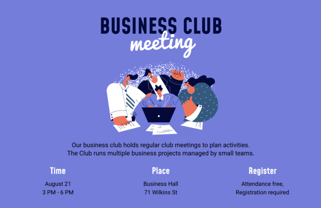 Business Club Meeting with Workers' Team Flyer 5.5x8.5in Horizontal – шаблон для дизайну