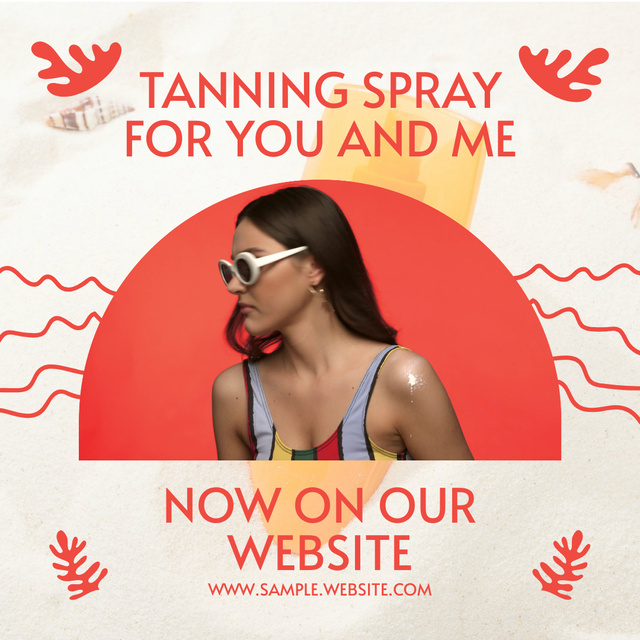 Woman Using Protective Tanning Spray Animated Post Modelo de Design