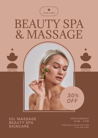 Discount on Beauty Spa and Massage Services Poster – шаблон для дизайну