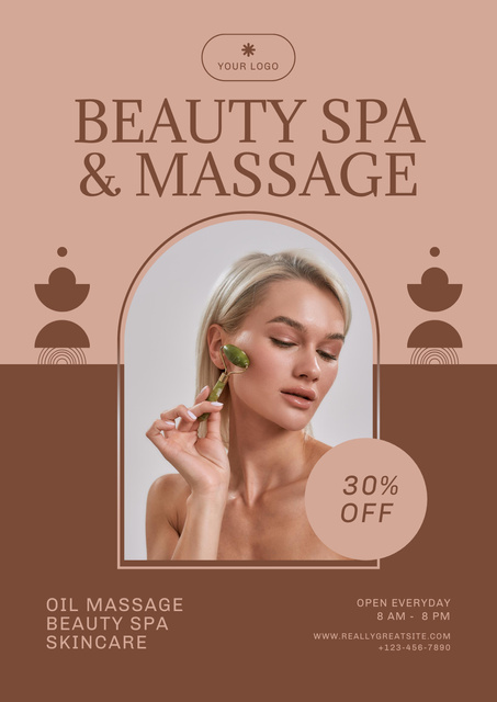 Discount on Beauty Spa and Massage Services Poster Tasarım Şablonu