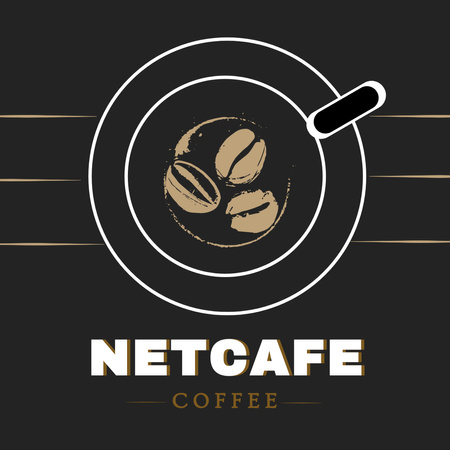Cup of Coffee with Coffee Beans Logo 1080x1080px Modelo de Design