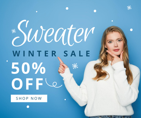 Winter Sale of Sweaters Facebook Design Template