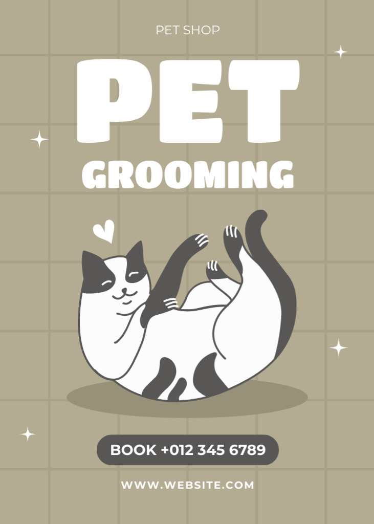 Pet Grooming Offer on Grey Flayer Tasarım Şablonu