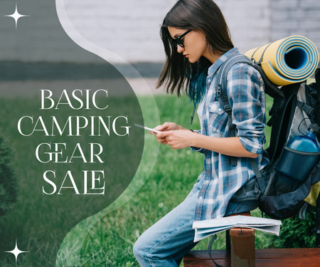 Camping Gear Sale Announcement Large Rectangle Modelo de Design