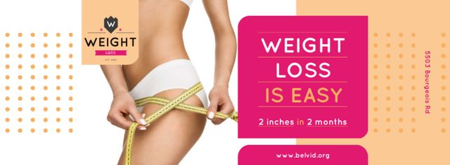 Weight Loss Program Ad with Slim Girl Facebook cover Design Template