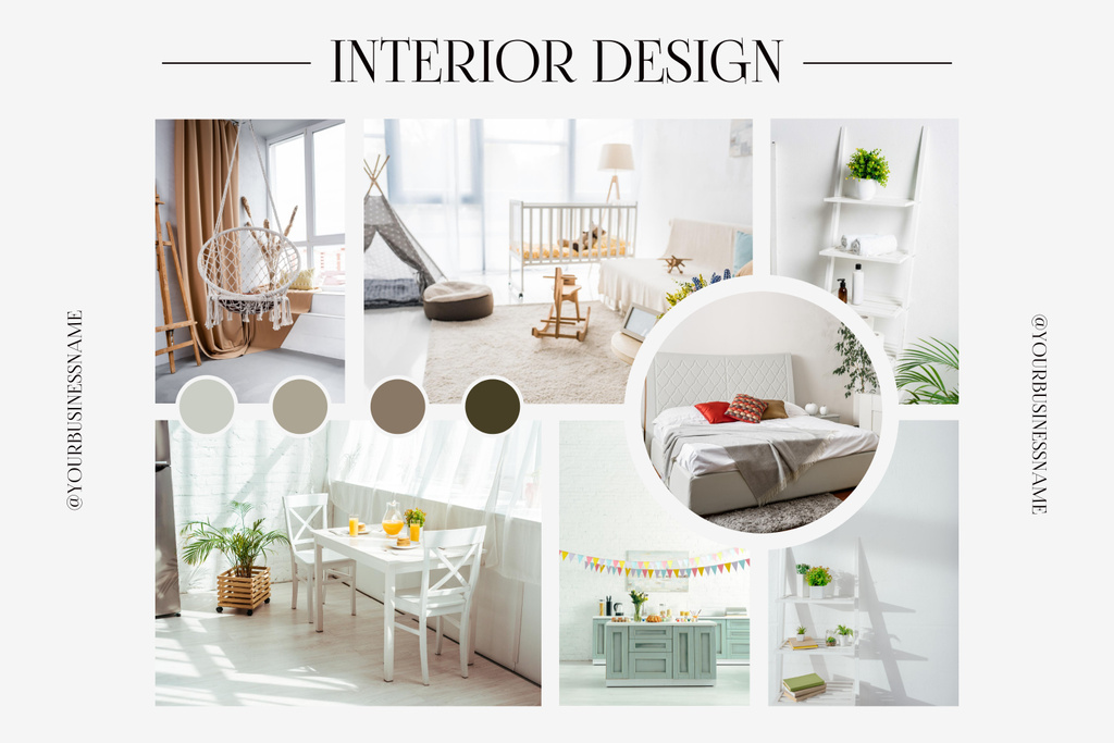 Modern Interiors Collage of Light Colors Mood Board tervezősablon