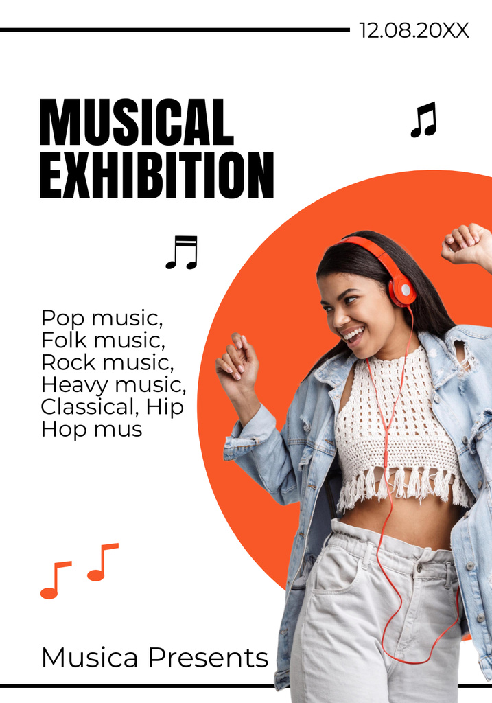 Musical Exhibition Ad With Various Genres Poster 28x40in Tasarım Şablonu