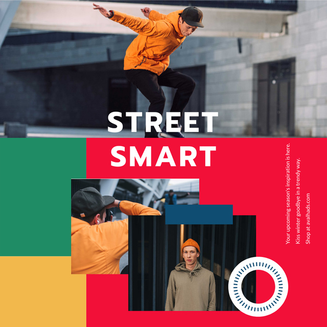 Fashion Ad with Young Skaters Instagram Design Template