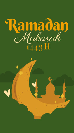 Designvorlage Green Greeting on Month of Ramadan für Instagram Story