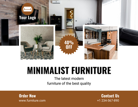 Collage with Sale Offer of Stylish Furniture Flyer 8.5x11in Horizontal Design Template