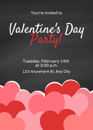 Valentine's Day Party Announcement with Hearts on Grey Invitation Šablona návrhu