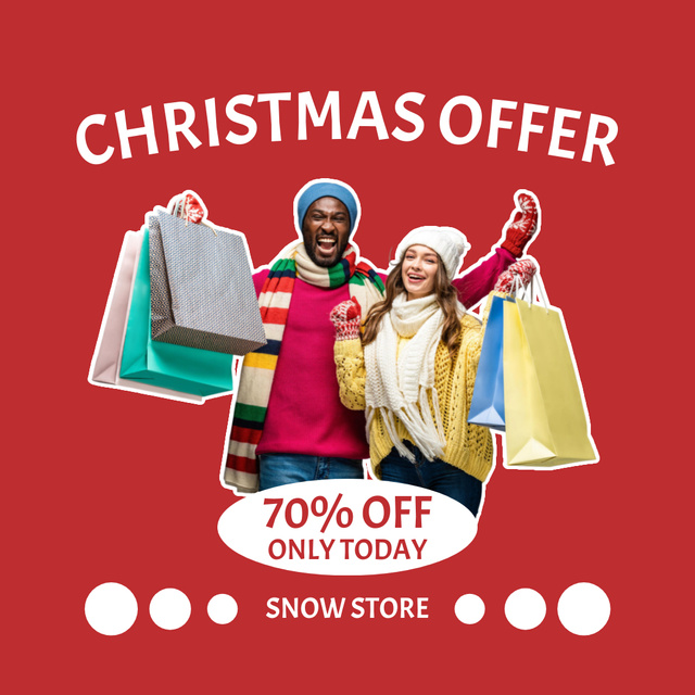 Christmas Shopping Offer Red Instagram AD Design Template
