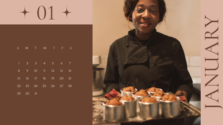 Woman with Homemade Cookies Calendar Design Template