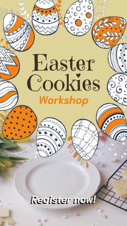 Ontwerpsjabloon van Instagram Video Story van Announcement Of Cookies For Easter Workshop