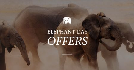 Designvorlage angebot zum elefantentag mit elefanten für Facebook AD
