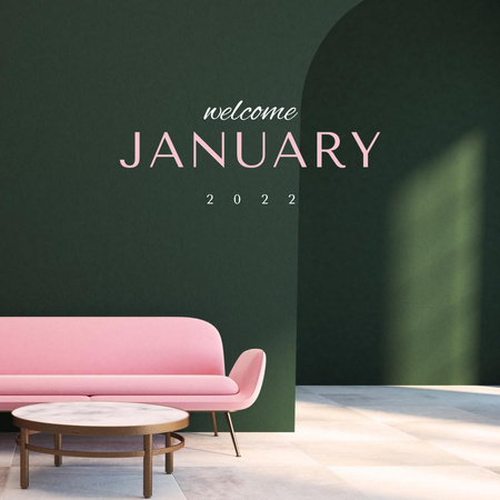 Designvorlage Pink Sofa in Stylish Interior für Instagram
