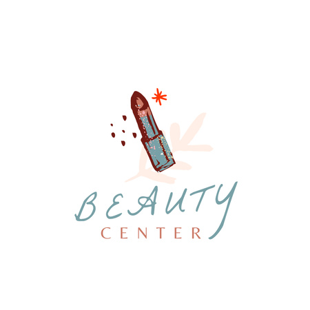 Beauty Salon Ad with Lipstick Logo 1080x1080px Design Template