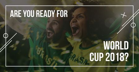 Designvorlage Fußball-Weltmeisterschaft mit schreienden Fans für Facebook AD
