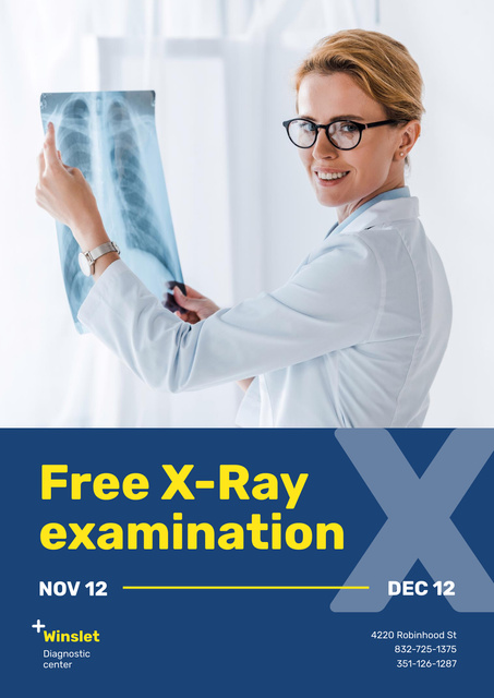 Designvorlage Best Clinic Promotion with Chest X-Ray Examination In December für Poster