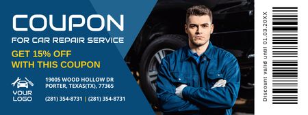 Worker of Car Service Coupon Design Template