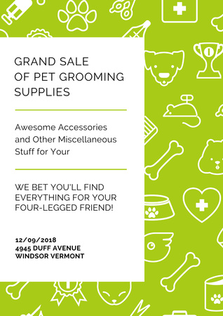 Grand sale of pet grooming supplies Poster A3 Design Template