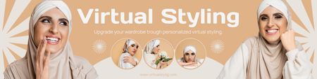Template di design Styling virtuale per donne che indossano l'hijab LinkedIn Cover