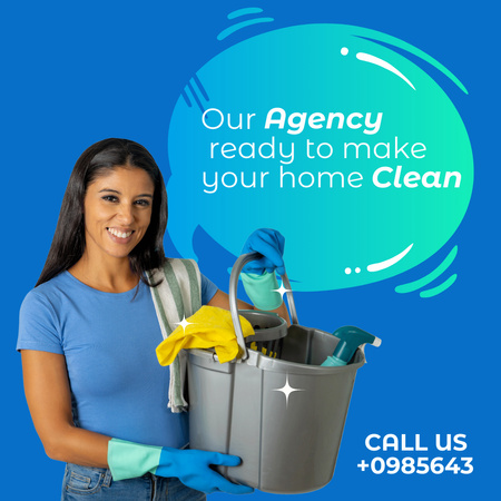 Cleaning Service Offer with Hispanic Woman Instagram Modelo de Design