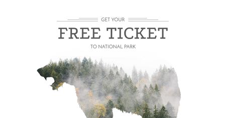 Forest in Wild Bear's Silhouette Facebook AD – шаблон для дизайну