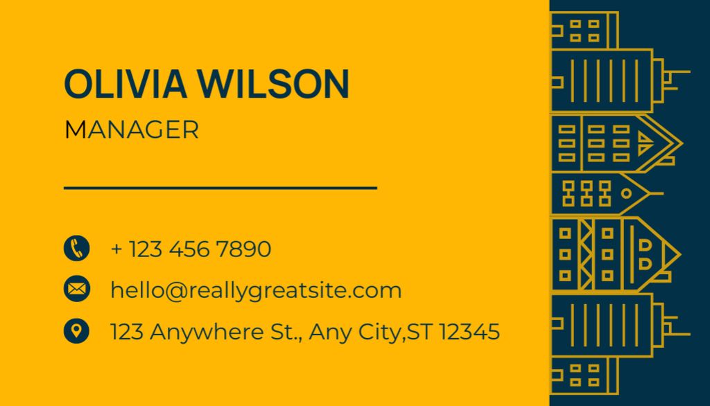 Plantilla de diseño de Building and Restoration Services Ad on Minimalist Blue and Yellow Business Card US 