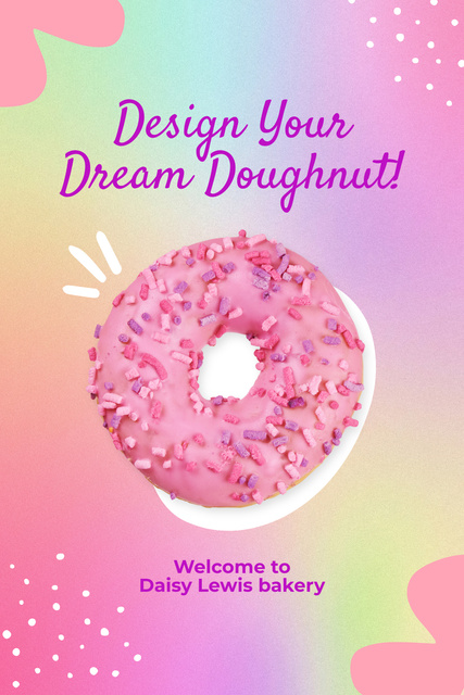 Doughnut Shop Promo with Donut on Bright Gradient Pinterest Design Template