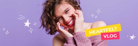 Blog promotion with Smiling Girl Twitter tervezősablon
