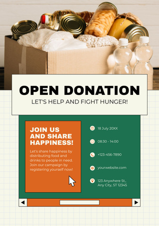 Ontwerpsjabloon van Poster van Donaties Advertentie-indeling openen