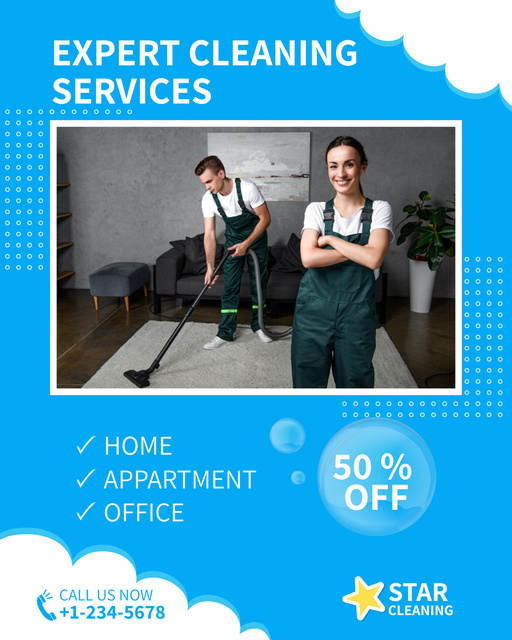 Highly Qualified Cleaning Service For Home And Office Sale Offer Poster 16x20in Design Template