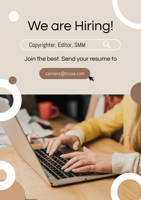 Editor and Copywriter Vacancies  Poster A3 – шаблон для дизайну