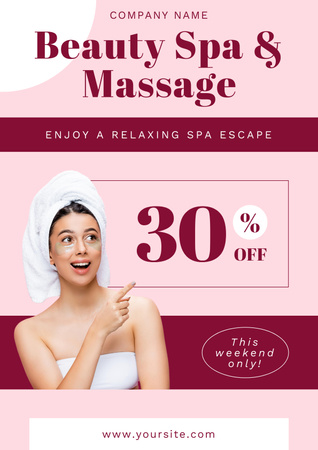 Discount on Beauty and Massage Services Poster Design Template
