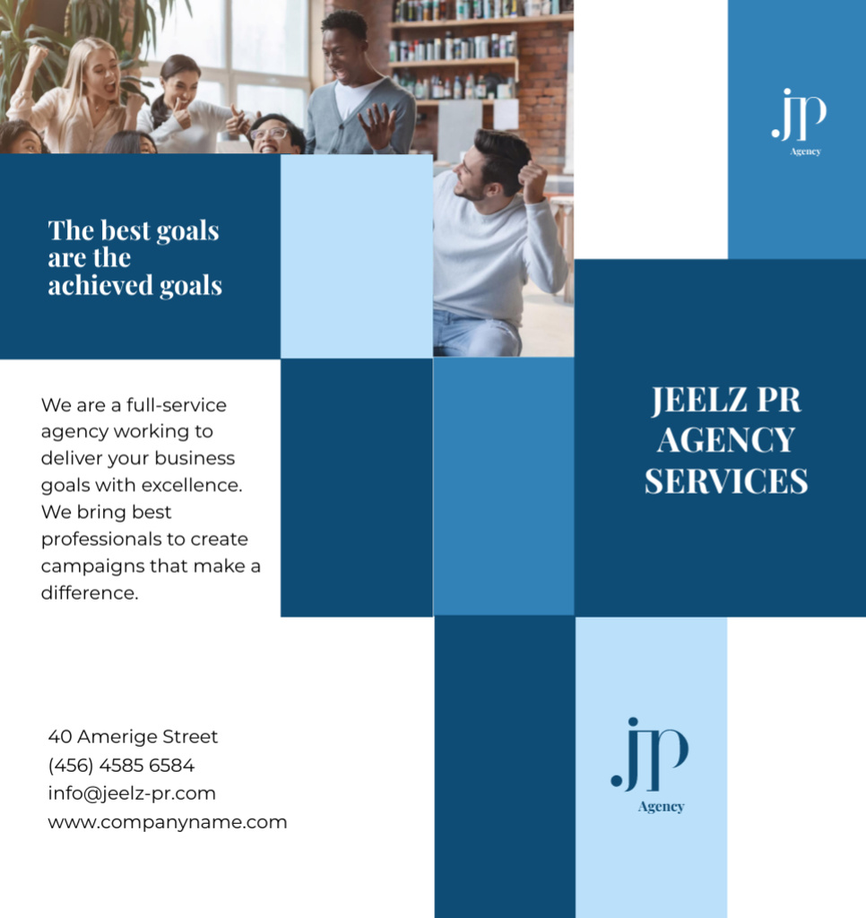 Successful Team of Business Agency with Best Goals Brochure Din Large Bi-fold Design Template