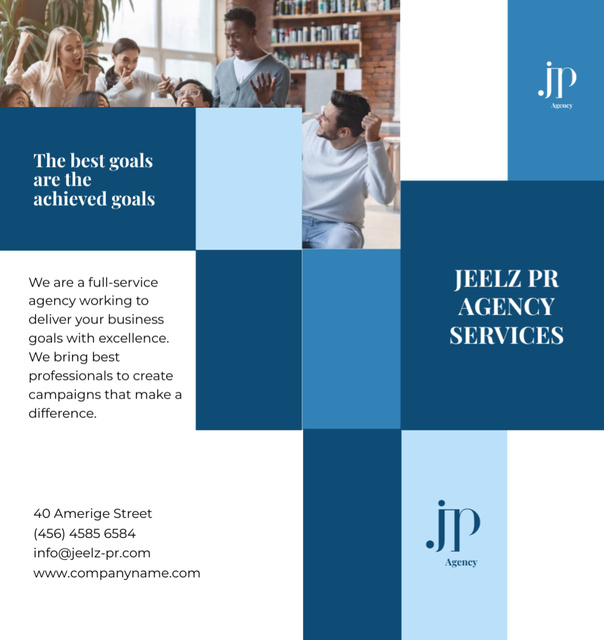 Successful Team of Business Agency with Best Goals Brochure Din Large Bi-fold Πρότυπο σχεδίασης