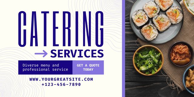 Catering Service of Various Asian Dishes Twitter Design Template
