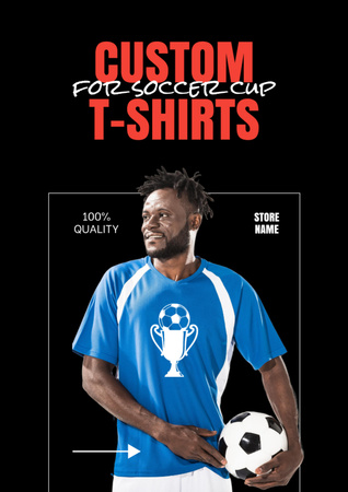 Designvorlage Soccer Player in Custom T-Shirt für Flyer A4