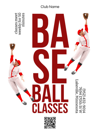 Anúncio de aulas de beisebol com jogadores profissionais Poster US Modelo de Design