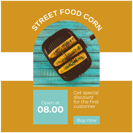 Street Food Ad with Delicious Corn Instagram tervezősablon