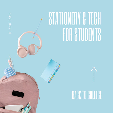 Sale of Stationery and Tech for College Students Animated Post Design Template