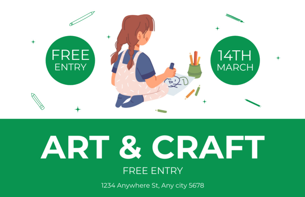 Platilla de diseño Free Entry to Arts And Craft Fair Thank You Card 5.5x8.5in