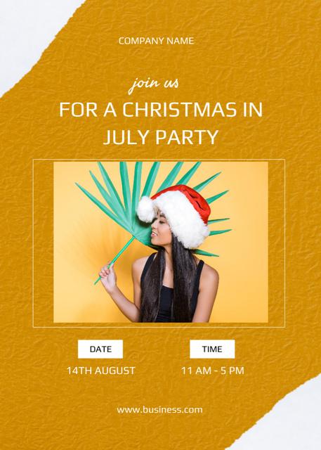 X-mas Party in July Announcement on Yellow Flayer Design Template