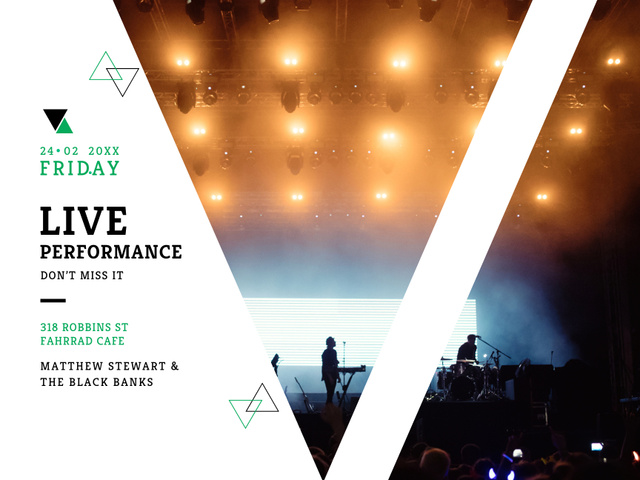 Live Performance Announcement with Crowd at Concert Poster 18x24in Horizontal tervezősablon