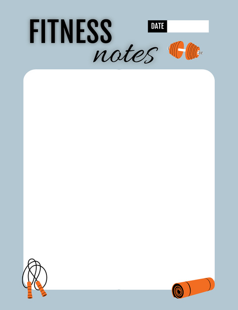 Fitness and Wellness Planner in Blue Notepad 107x139mm – шаблон для дизайну